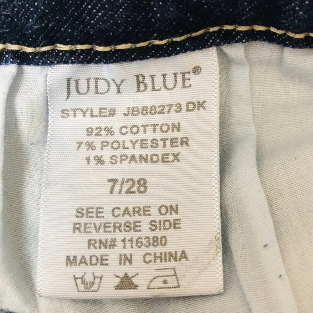 Judy‎ Blue Dark Wash High Rise Straight Jeans Womens 7/28 Blue Denim Stretch